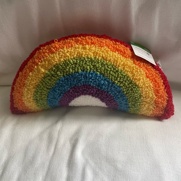 NWT Celebrate It Rainbow Crochet Pillow - Picture 1 of 4